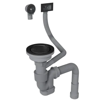 Сифон для одночашевой кухонной мойки с выпуском Reflexion Arno RX3001BL оружейная сталь